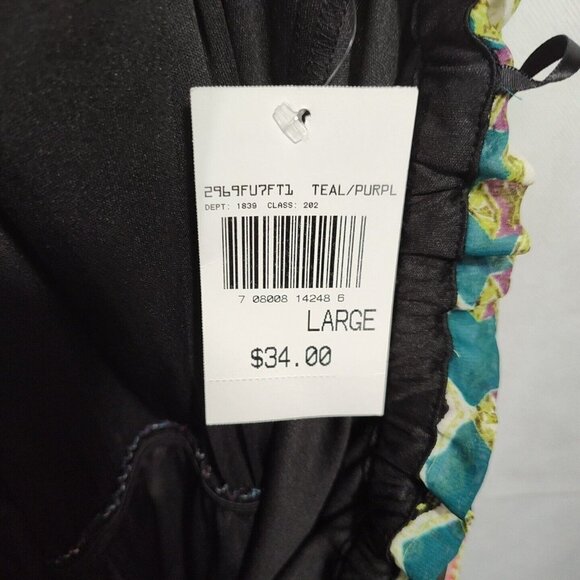 City Triangles Blouson Mini Dress Sundress Women Size L Colorful Teal Purple NEW - Picture 9 of 11